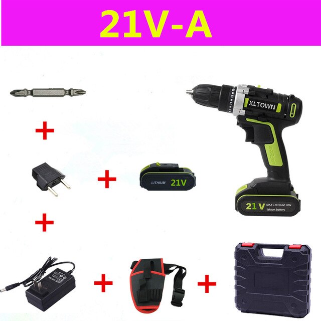 Cacciavite elettrico XLTOWN 21V ricaricabile con batteria al litio trapano cordless con 2 batterie attrezzo elettrico multifunzione trapano a mano