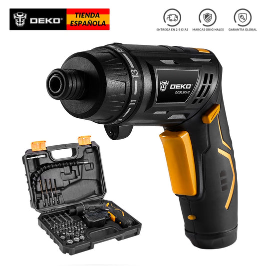 DEKO DCS3.6DU2 Cacciavite Elettrico Senza Filo Ricaricabile per Uso Domestico con Manico Ruotabile e Torcia LED