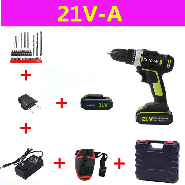 Cacciavite elettrico XLTOWN 21V ricaricabile con batteria al litio trapano cordless con 2 batterie attrezzo elettrico multifunzione trapano a mano